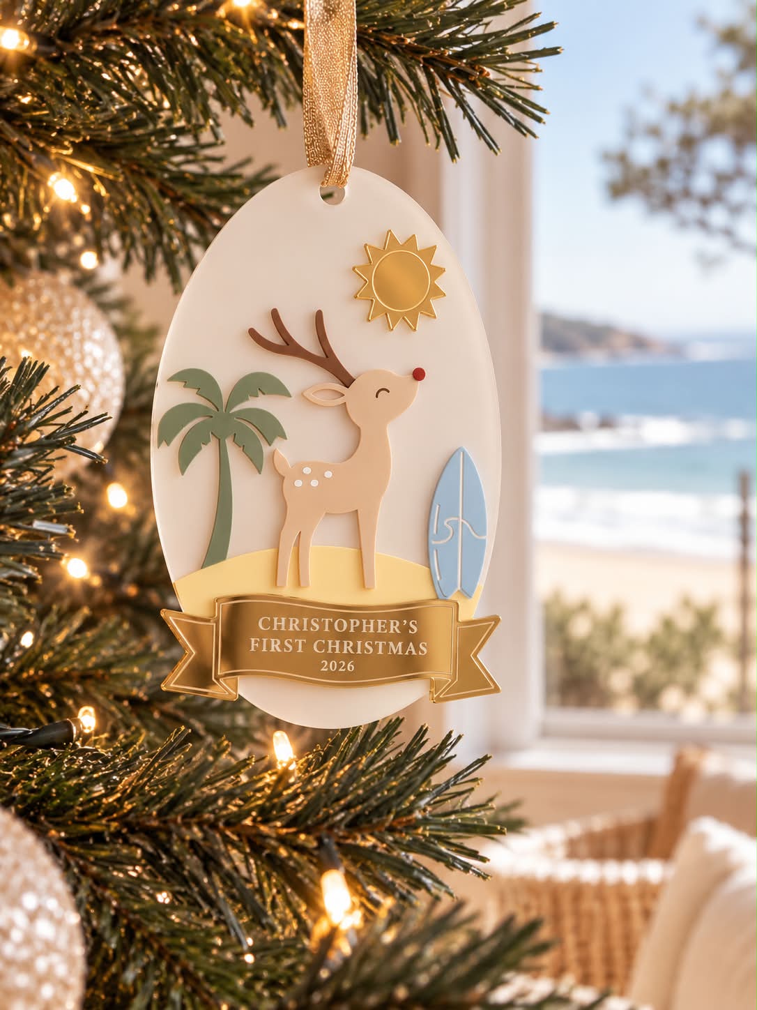 Personalied My First Aussie Christmas Reindeer Ornament