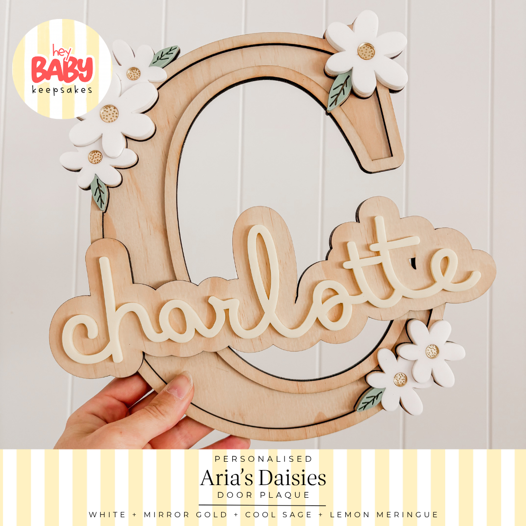 Personalised Aria's Daisies Door Plaque