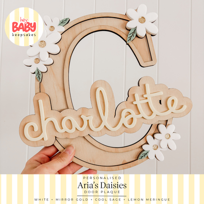 Personalised Aria's Daisies Door Plaque