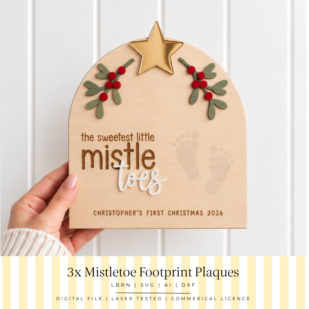 Mistletoe Footprint Plaque with Star
