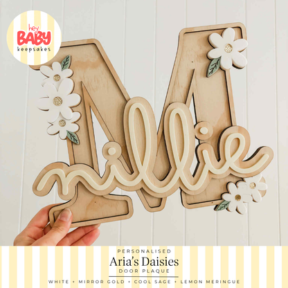 Personalised Aria's Daisies Door Plaque