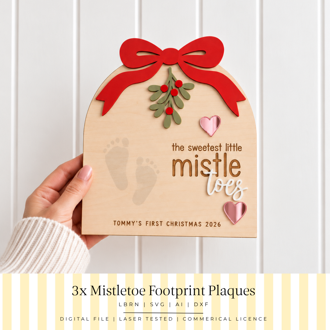 Mistletoe Footprint Plaque with Hearts