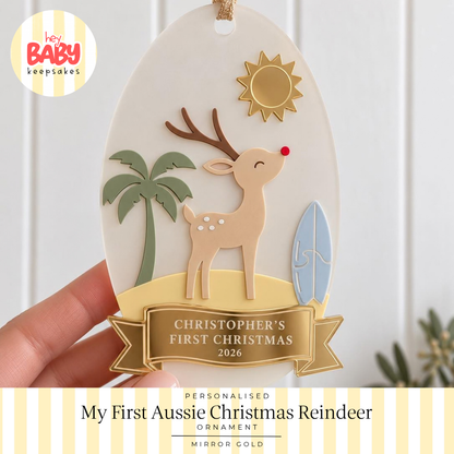 Personalied My First Aussie Christmas Reindeer Ornament