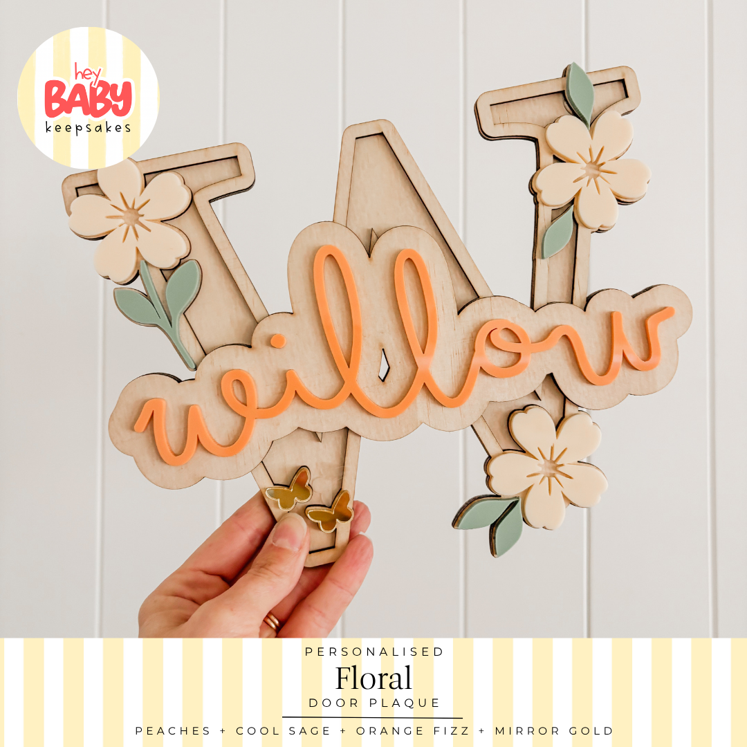 Personalied Floral Door Plaque