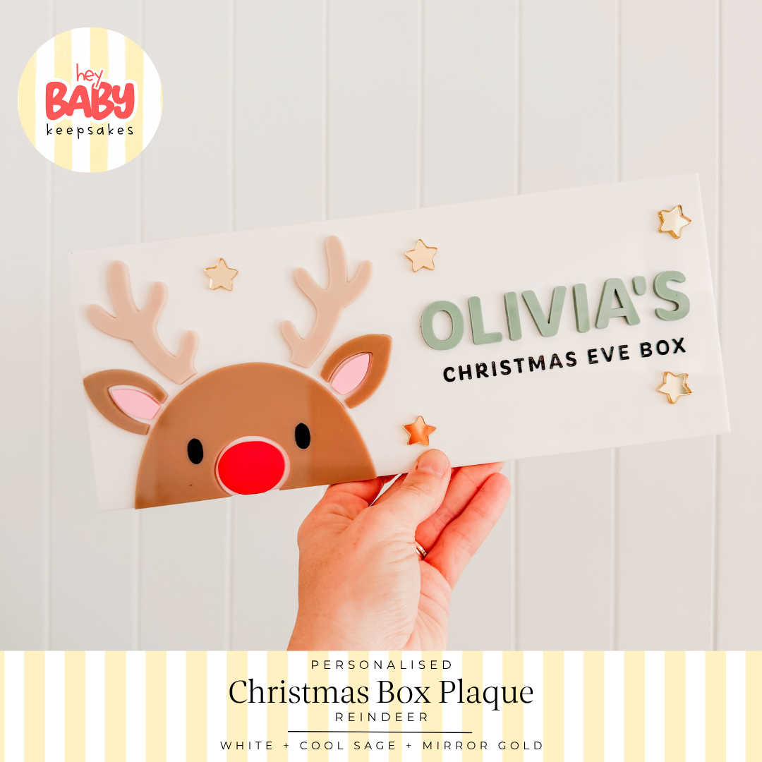 Personalised Reindeer Christmas Box Plaque