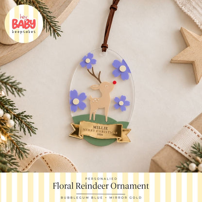 Personalised Floral Reindeer Ornament