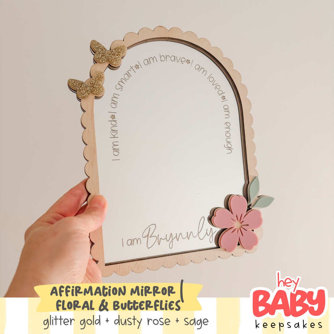 Affirmation Mirror | FLORAL & BUTTERFLIES