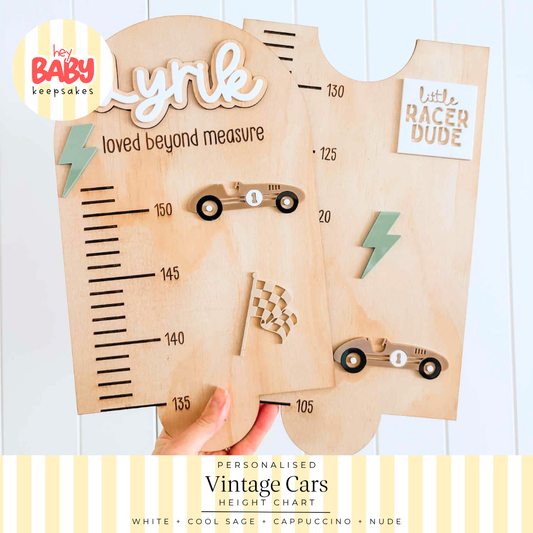 Personalised Vintage Cars Height Chart