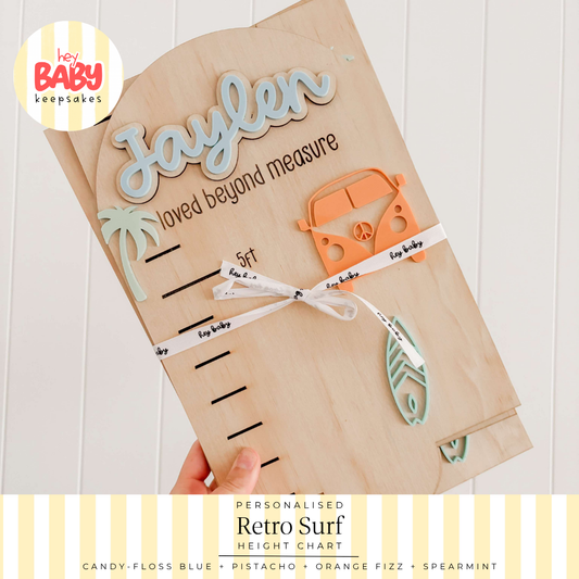 Personalised Retro Surf Height Chart