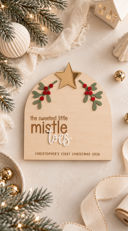 Mistletoe Footprint Plaque with Star